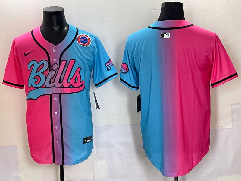 Men 2025 Buffalo Bills Blank Blue pink Nike Limited NFL Jersey 003